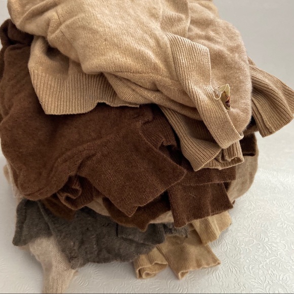 Lot of 10 TAN BROWN Cashmere Sweater Craft fabric - Picture 3 of 5